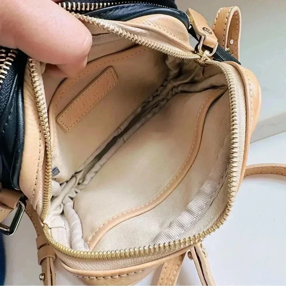Rovimoss Mini Square Leather Mini Color Block Crossbody Bag